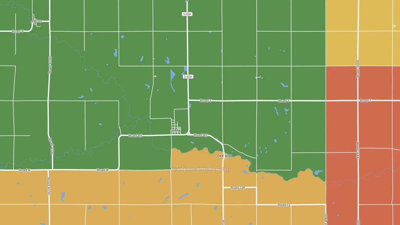 Oak, NE Map of Vandalism Rates
