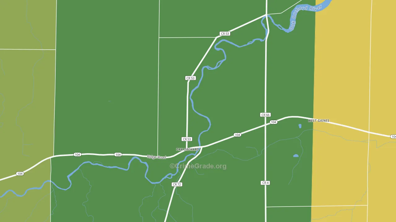 Oak Orchard, NY Map of Vandalism Rates