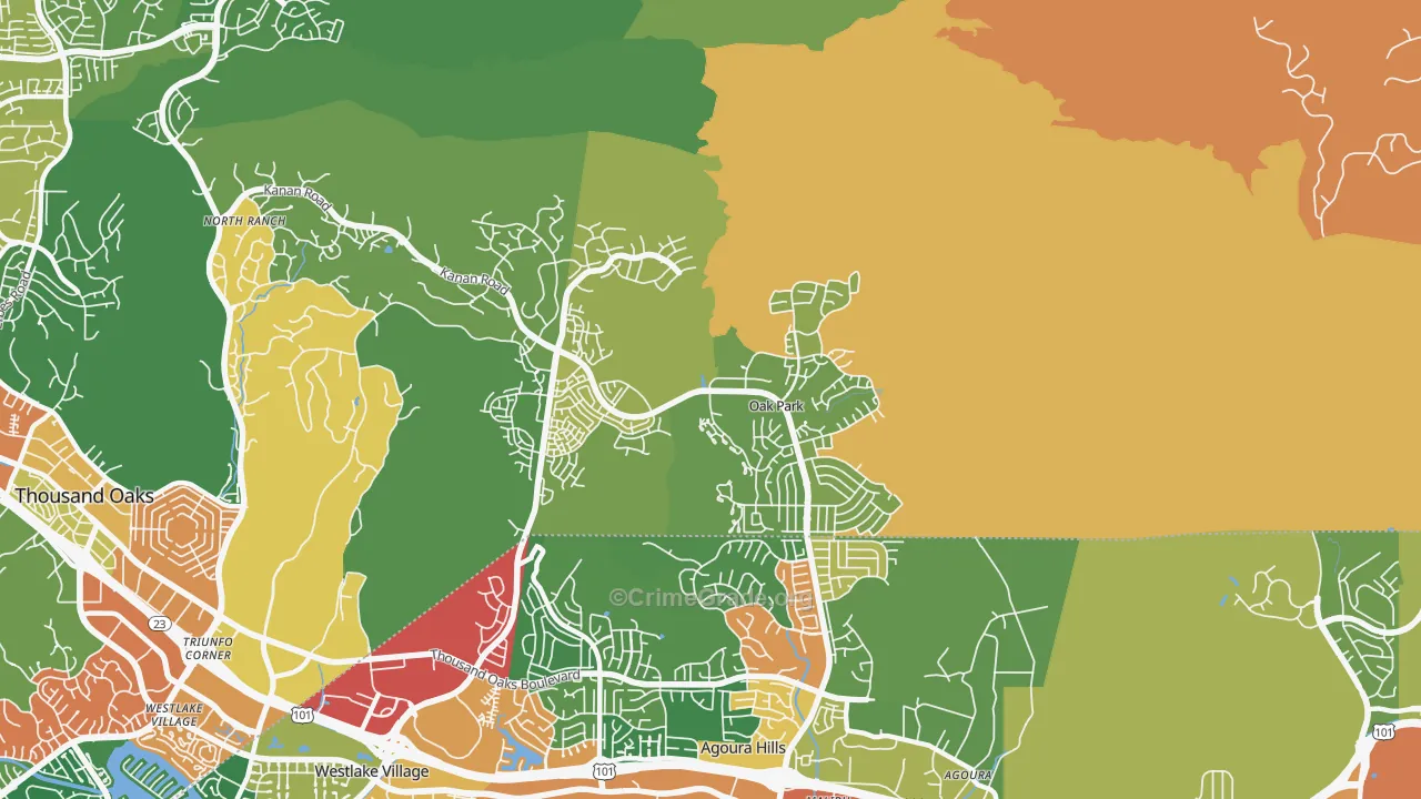 Oak Park, CA Map of Vandalism Rates