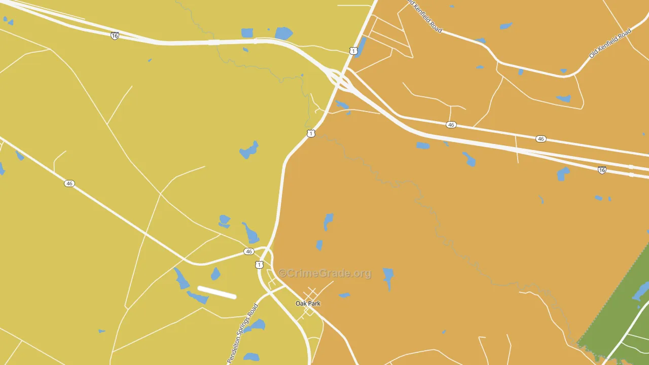 Oak Park, GA Map of Vandalism Rates