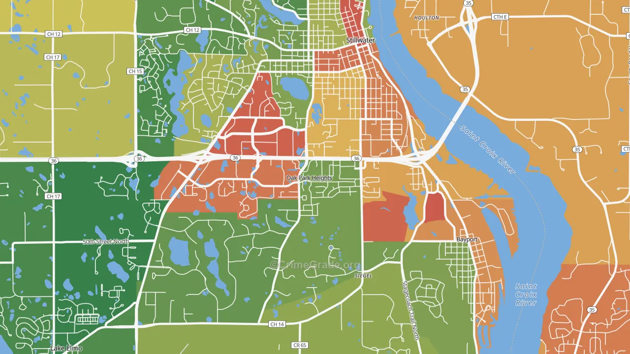 Oak Park Heights, MN Map of Vandalism Rates