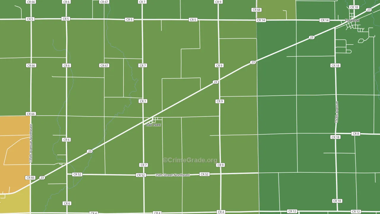 Oak Park, MN Map of Vandalism Rates