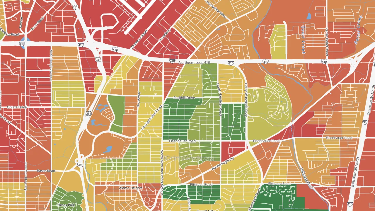 Oak Park-Northwood, San Antonio, TX Map of Vandalism Rates