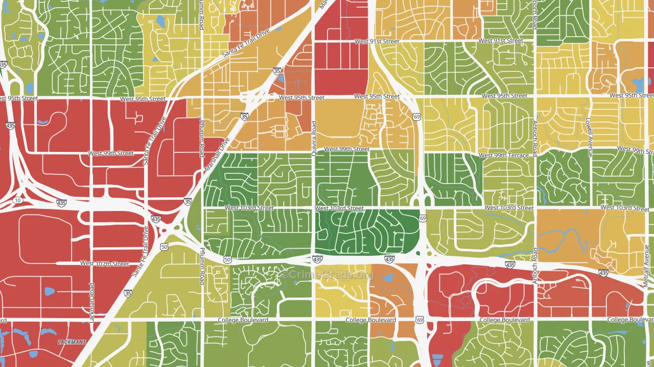 Oak Park, Overland Park, KS Map of Vandalism Rates