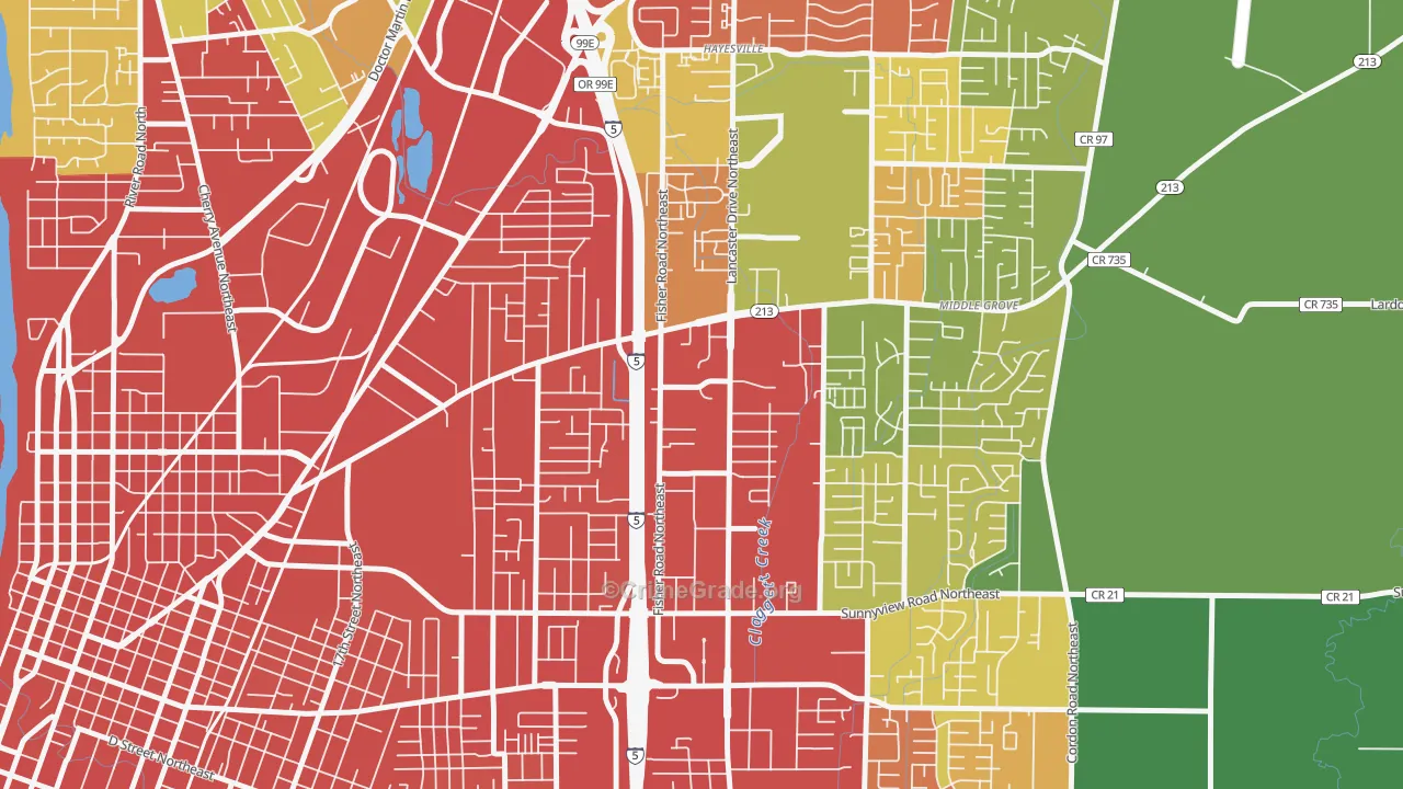Oak Park, Salem, OR Map of Vandalism Rates