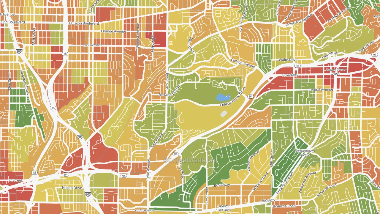 Oak Park, San Diego, CA Map of Vandalism Rates