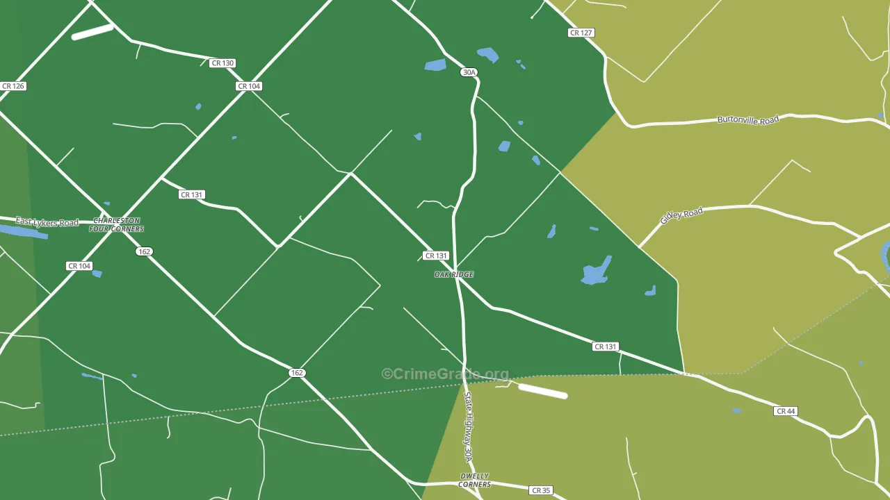 Oak Ridge, NY Map of Vandalism Rates