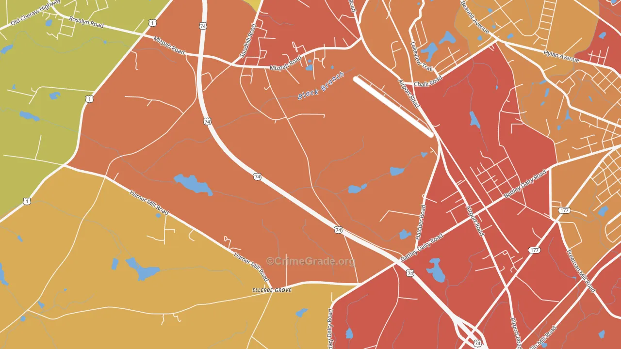 Oak Ridge Park, NC Map of Vandalism Rates