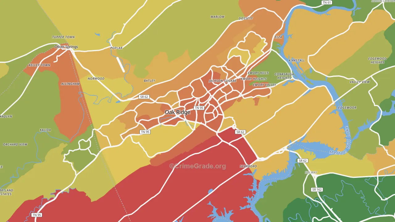 Oak Ridge, TN Map of Vandalism Rates