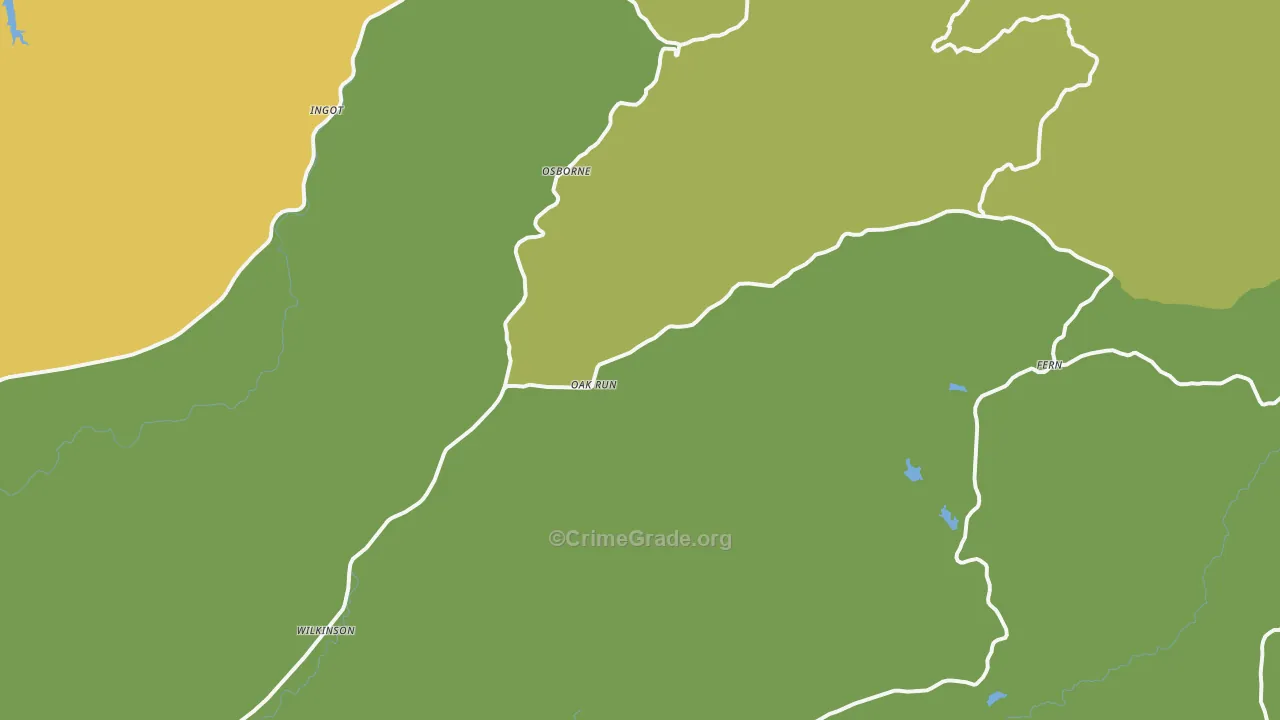 Oak Run, CA Map of Vandalism Rates