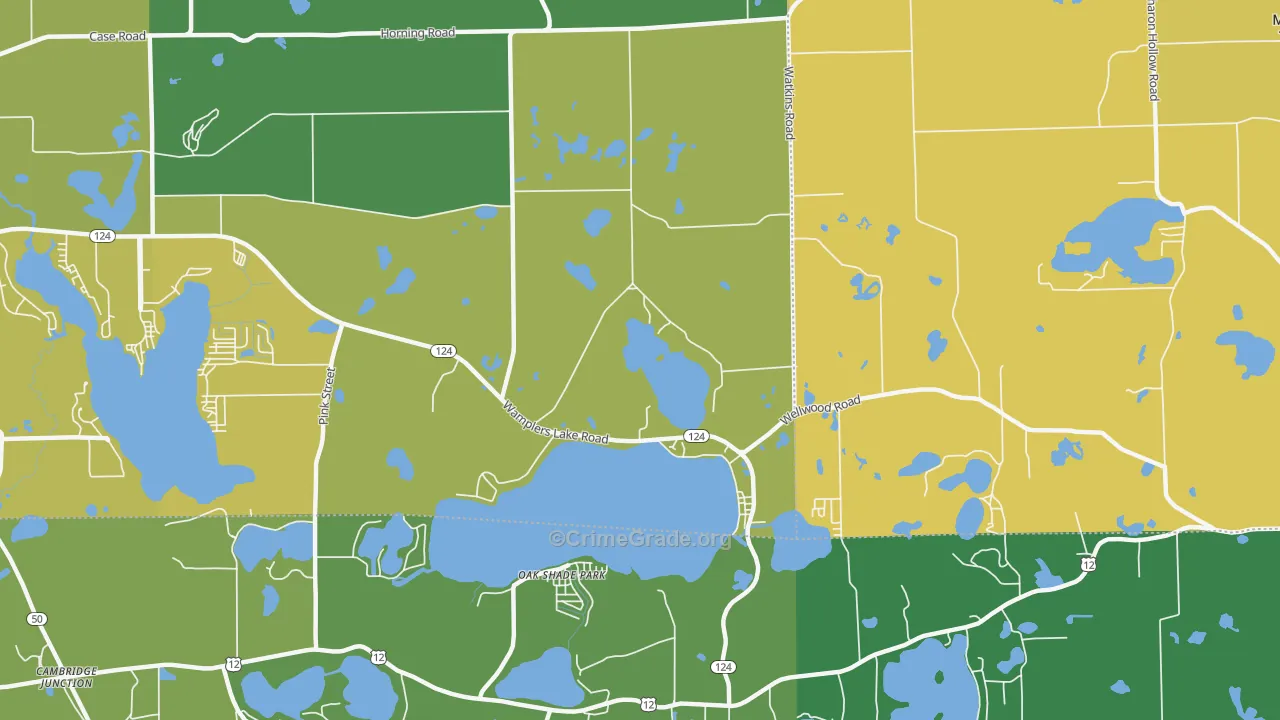 Oak Shade Park, MI Map of Vandalism Rates