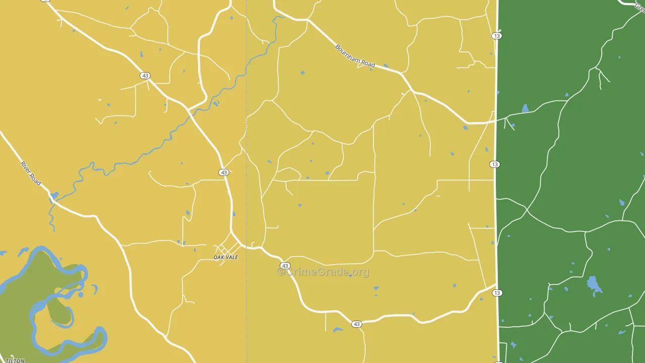 Oak Vale, MS Map of Vandalism Rates