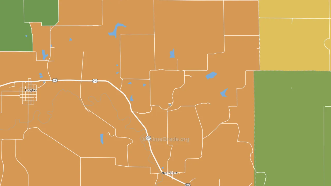 Oak Valley, KS Map of Vandalism Rates