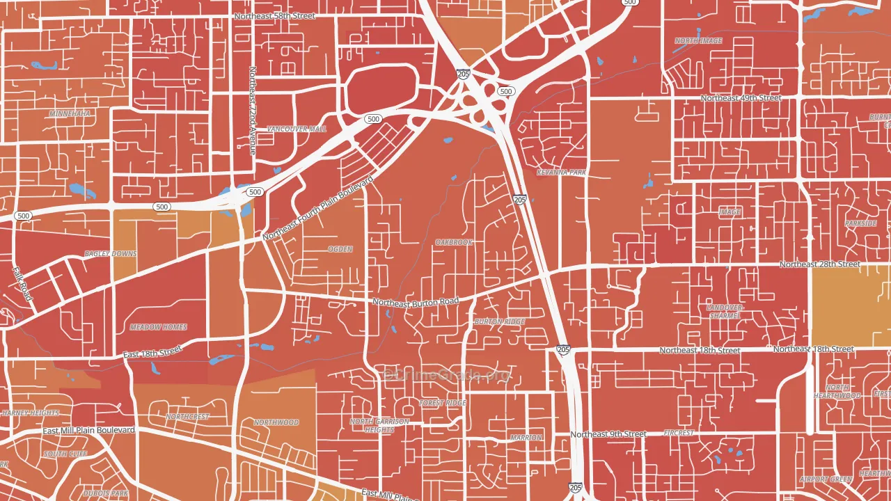 Oakbrook, Vancouver, WA Map of Vandalism Rates