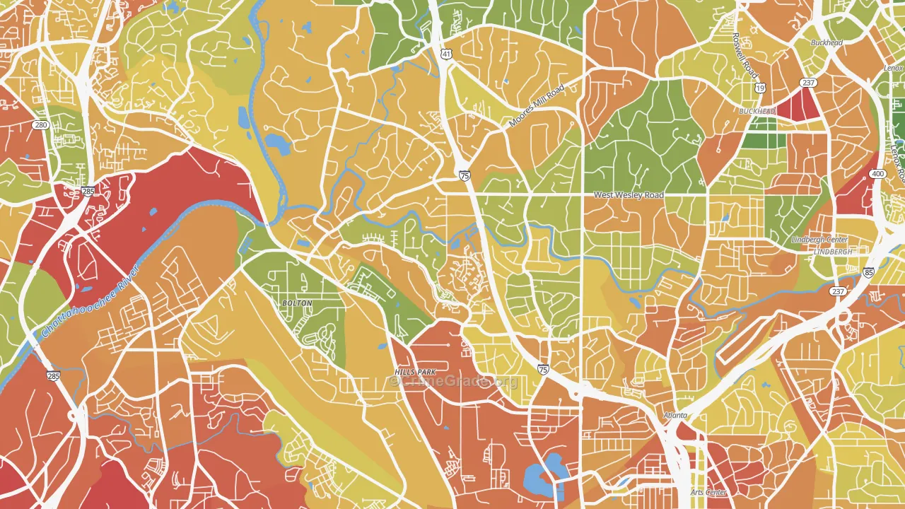 Oakdale, Atlanta, GA Map of Vandalism Rates