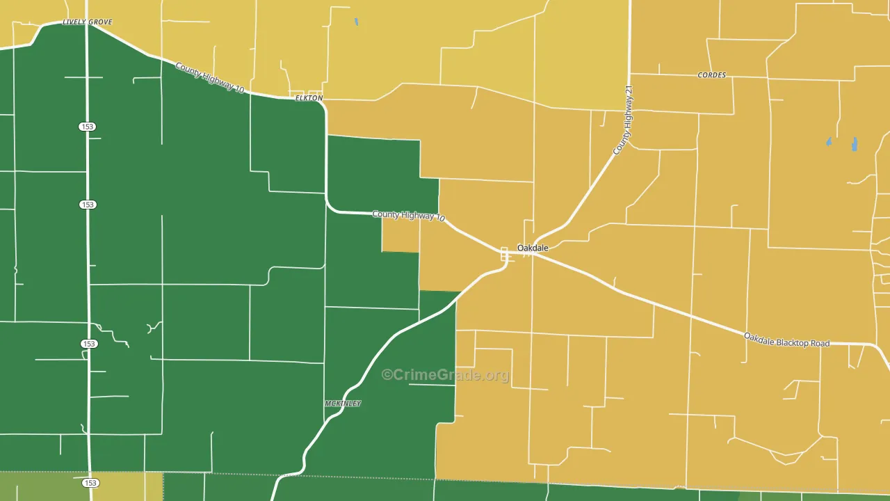 Oakdale, IL Map of Vandalism Rates