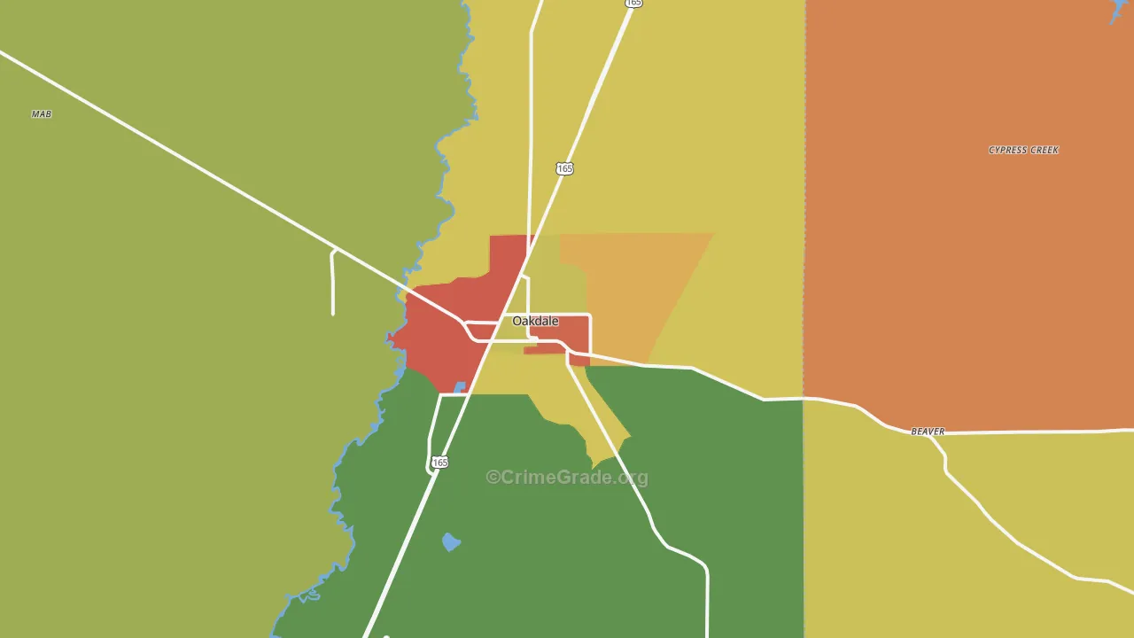 Oakdale, LA Map of Vandalism Rates