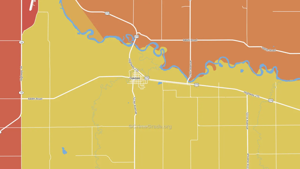 Oakdale, NE Map of Vandalism Rates