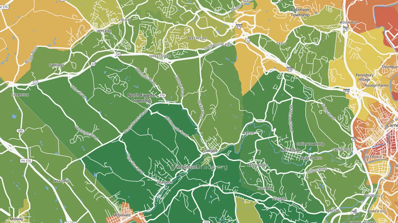 Oakdale, PA Map of Vandalism Rates