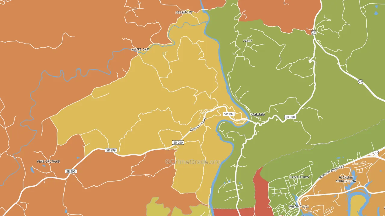 Oakdale, TN Map of Vandalism Rates