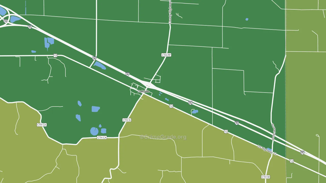 Oakdale, WI Map of Vandalism Rates