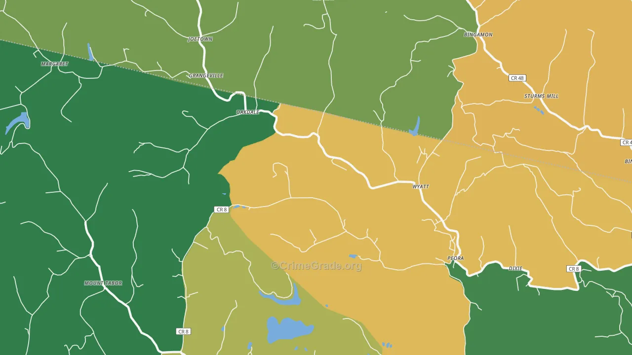 Oakdale, WV Map of Vandalism Rates