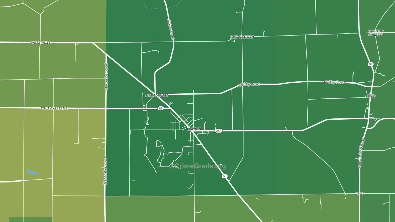Oakfield, NY Map of Vandalism Rates