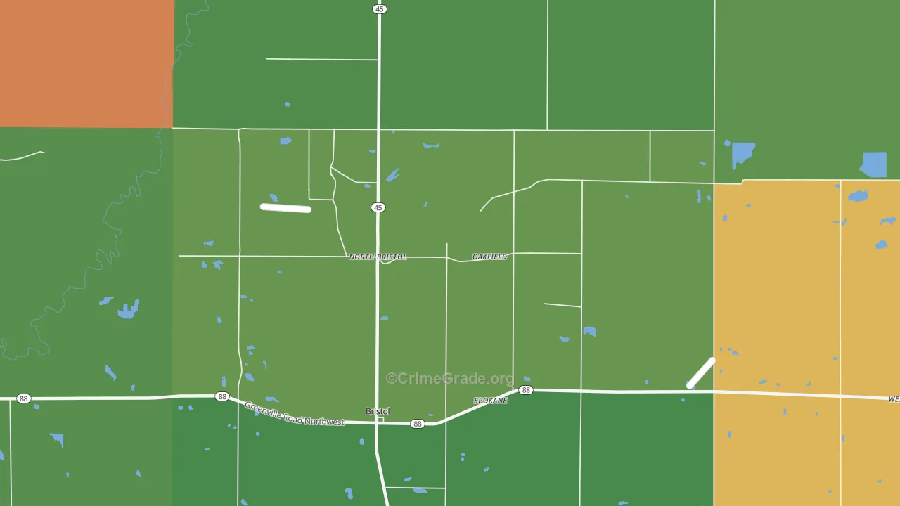 Oakfield, OH Map of Vandalism Rates