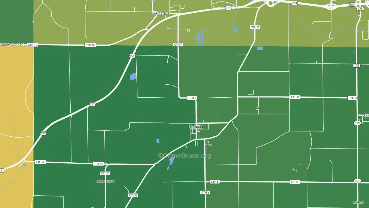 Oakfield, WI Map of Vandalism Rates