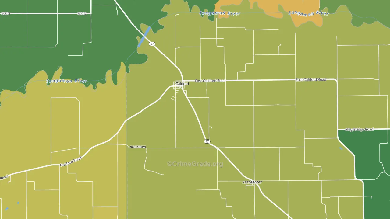Oakford, IL Map of Vandalism Rates