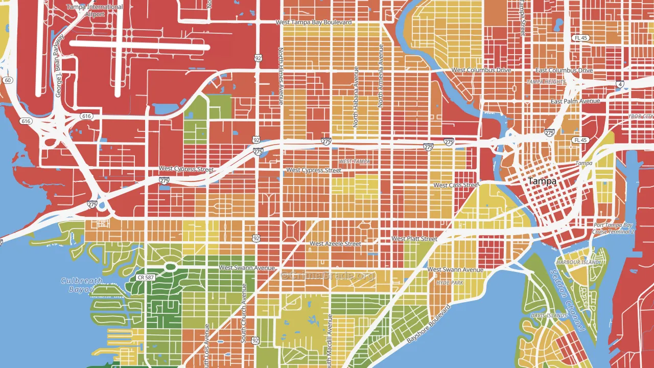 Oakford Park, Tampa, FL Map of Vandalism Rates