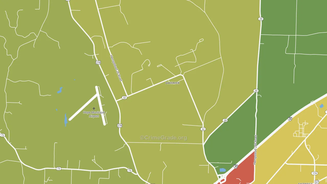 Oakhaven, AR Map of Vandalism Rates
