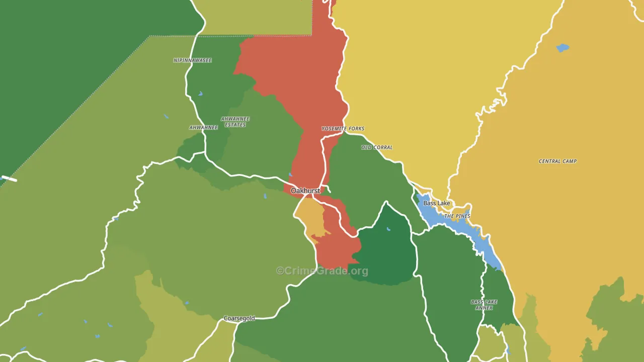 Oakhurst, CA Map of Vandalism Rates