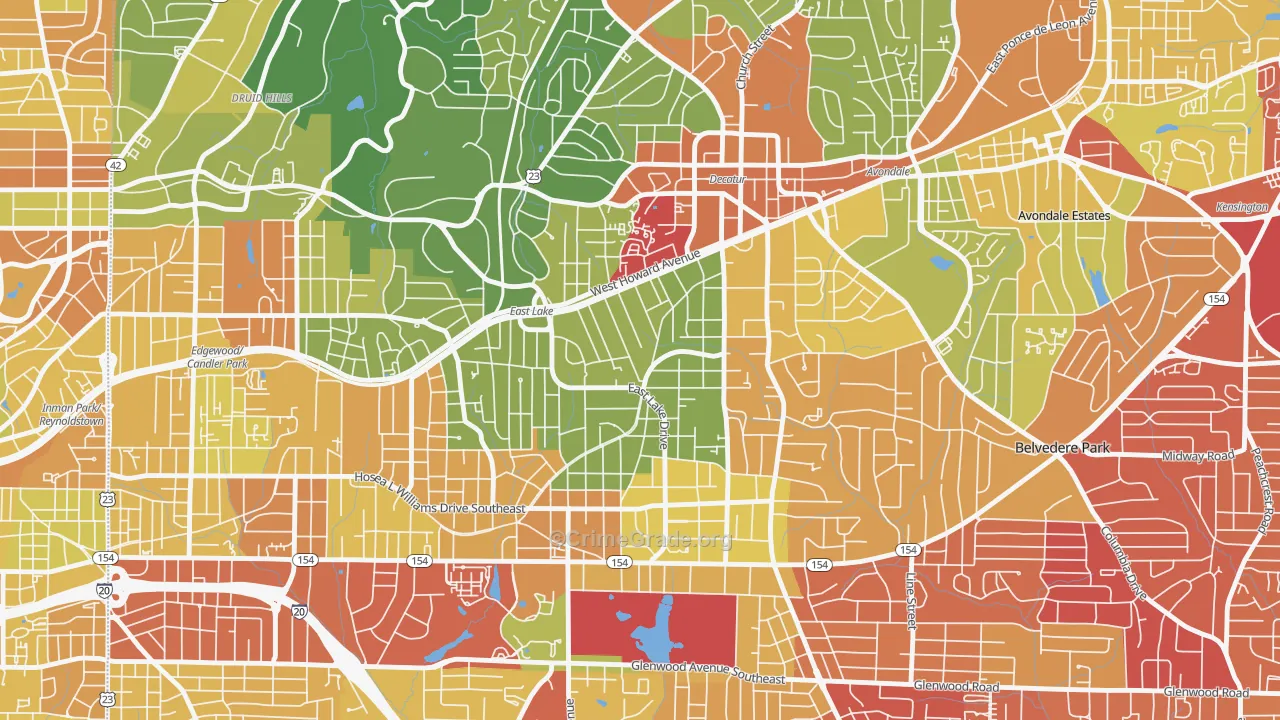 Oakhurst, Decatur, GA Map of Vandalism Rates