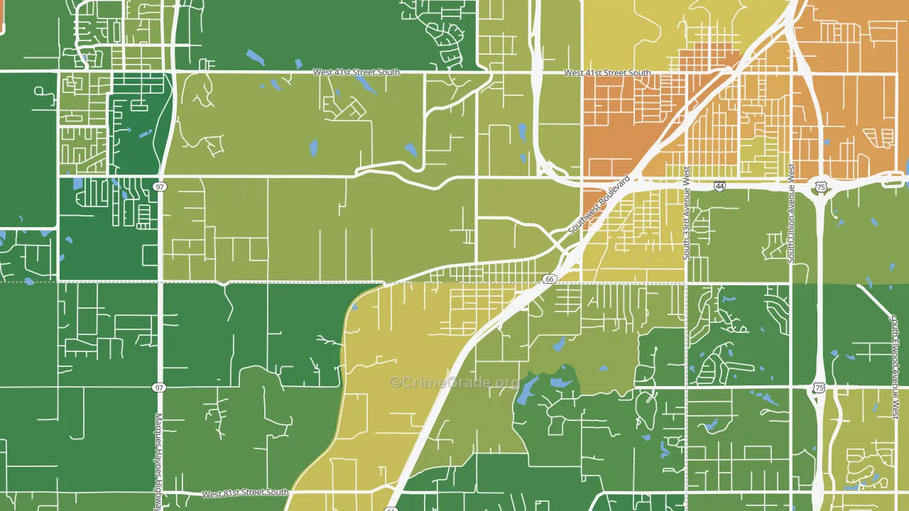 Oakhurst, OK Map of Vandalism Rates