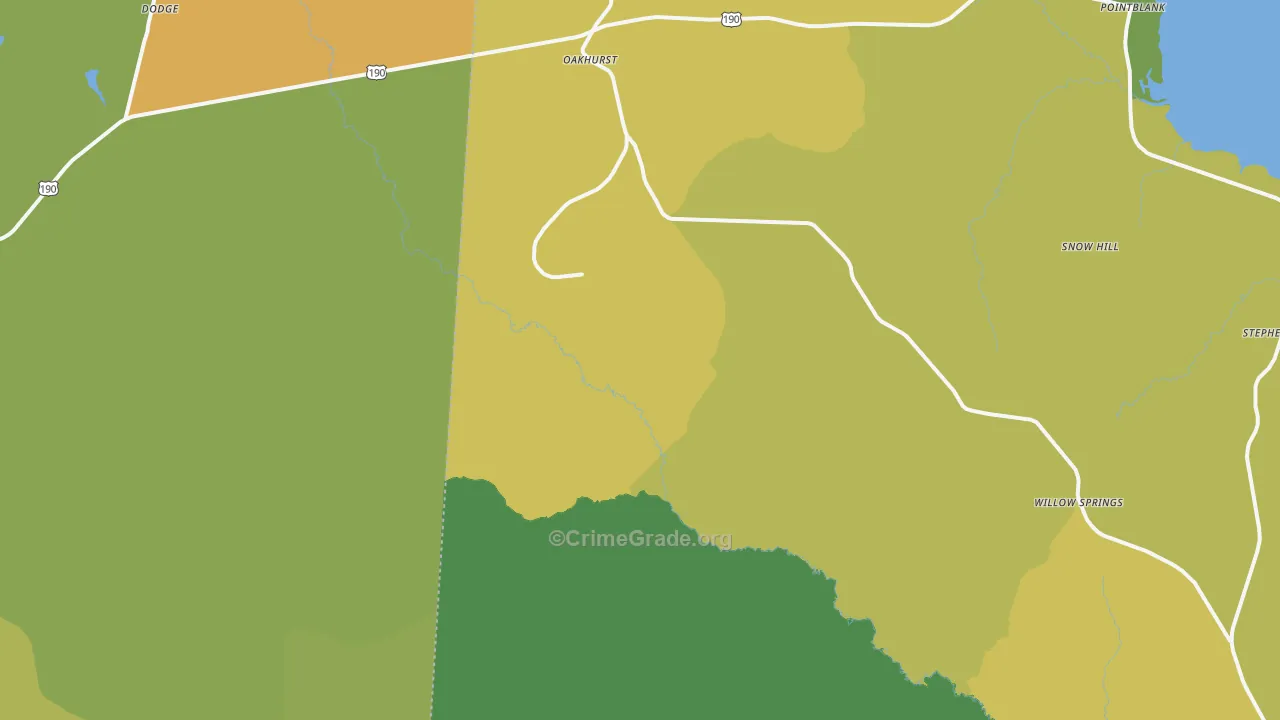 Oakhurst, TX Map of Vandalism Rates