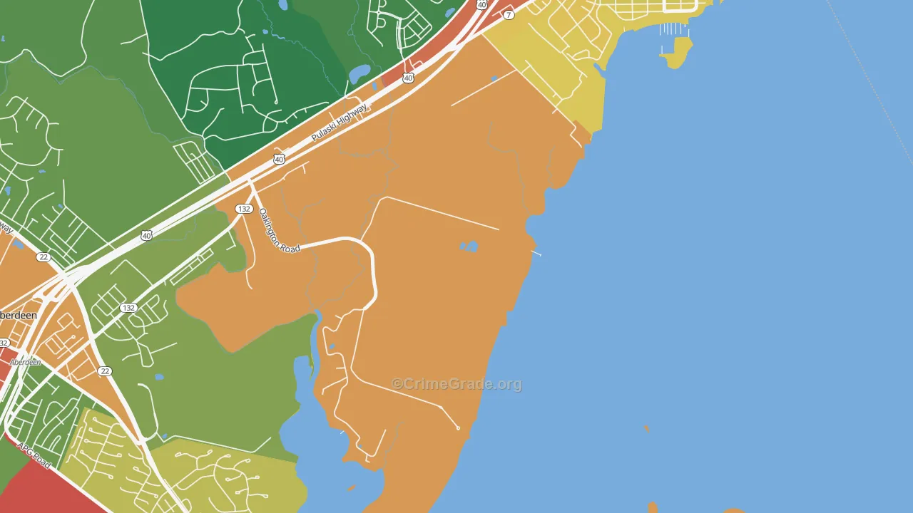 Oakington, MD Map of Vandalism Rates