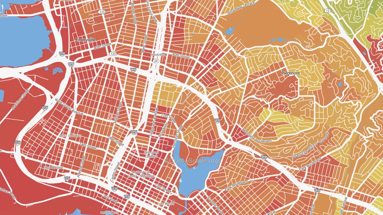 Oakland Ave-Harrison Street, Oakland, CA Map of Vandalism Rates