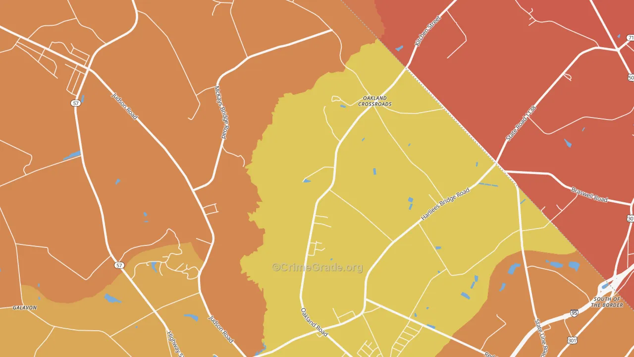 Oakland Cross Roads, SC Map of Vandalism Rates