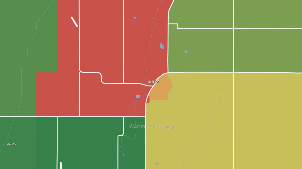 Oakland, IA Map of Vandalism Rates