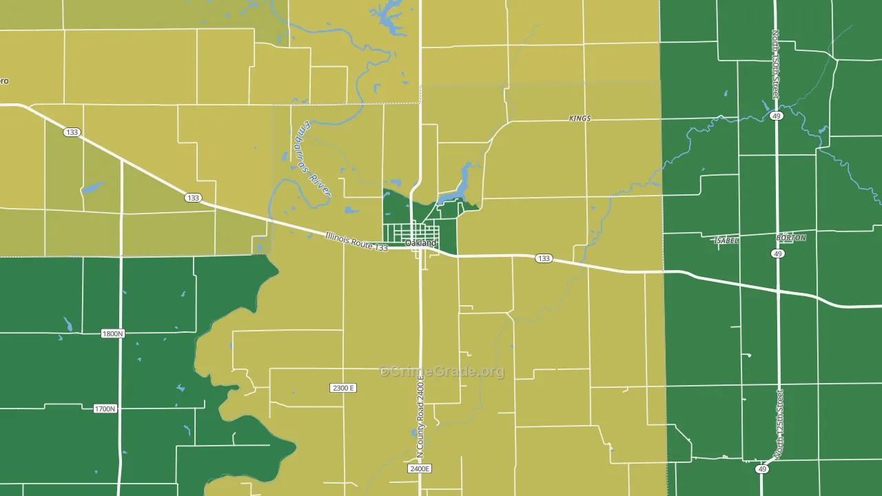 Oakland, IL Map of Vandalism Rates