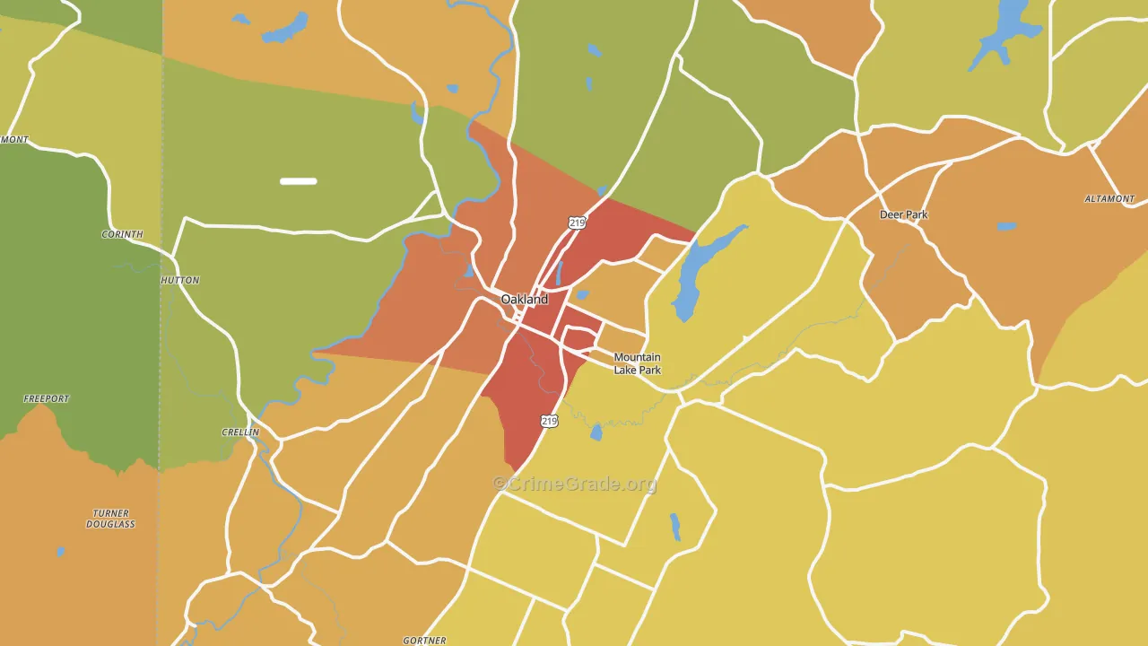 Oakland, MD Map of Vandalism Rates