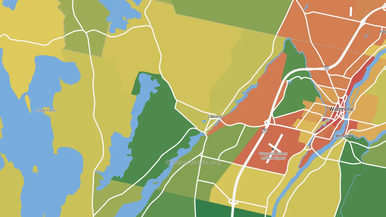 Oakland, ME Map of Vandalism Rates