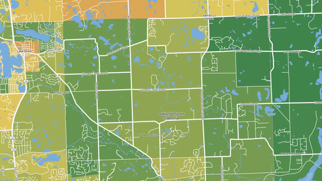 Oakland, MI Map of Vandalism Rates