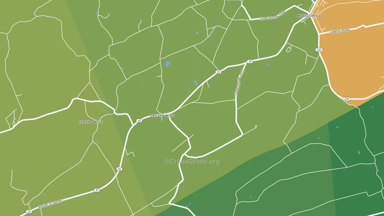 Oakland Mills, PA Map of Vandalism Rates