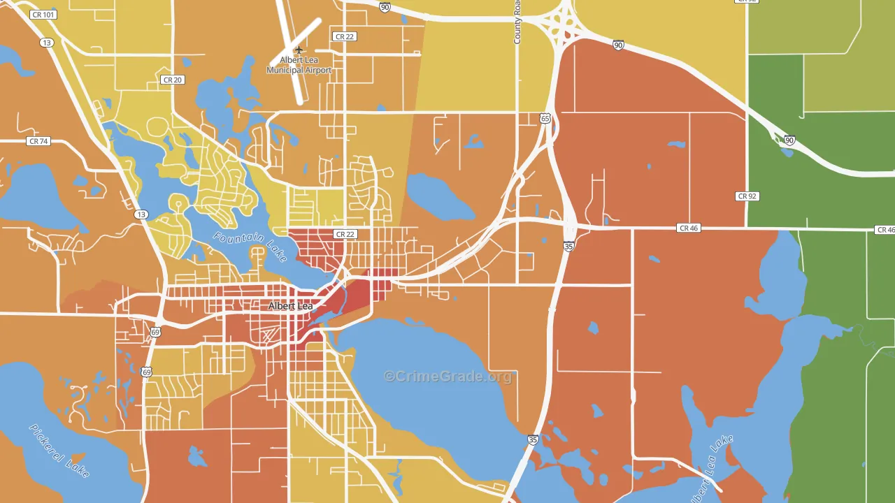 Oakland, MN Map of Vandalism Rates