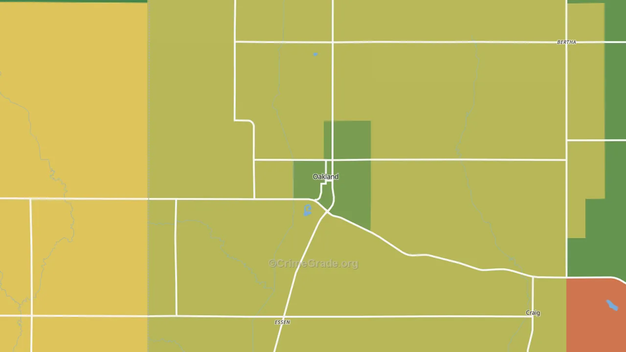 Oakland, NE Map of Vandalism Rates