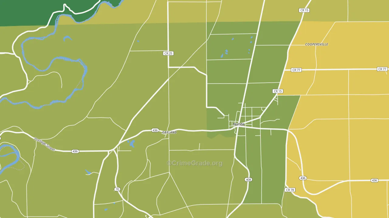 Oakland, NY Map of Vandalism Rates