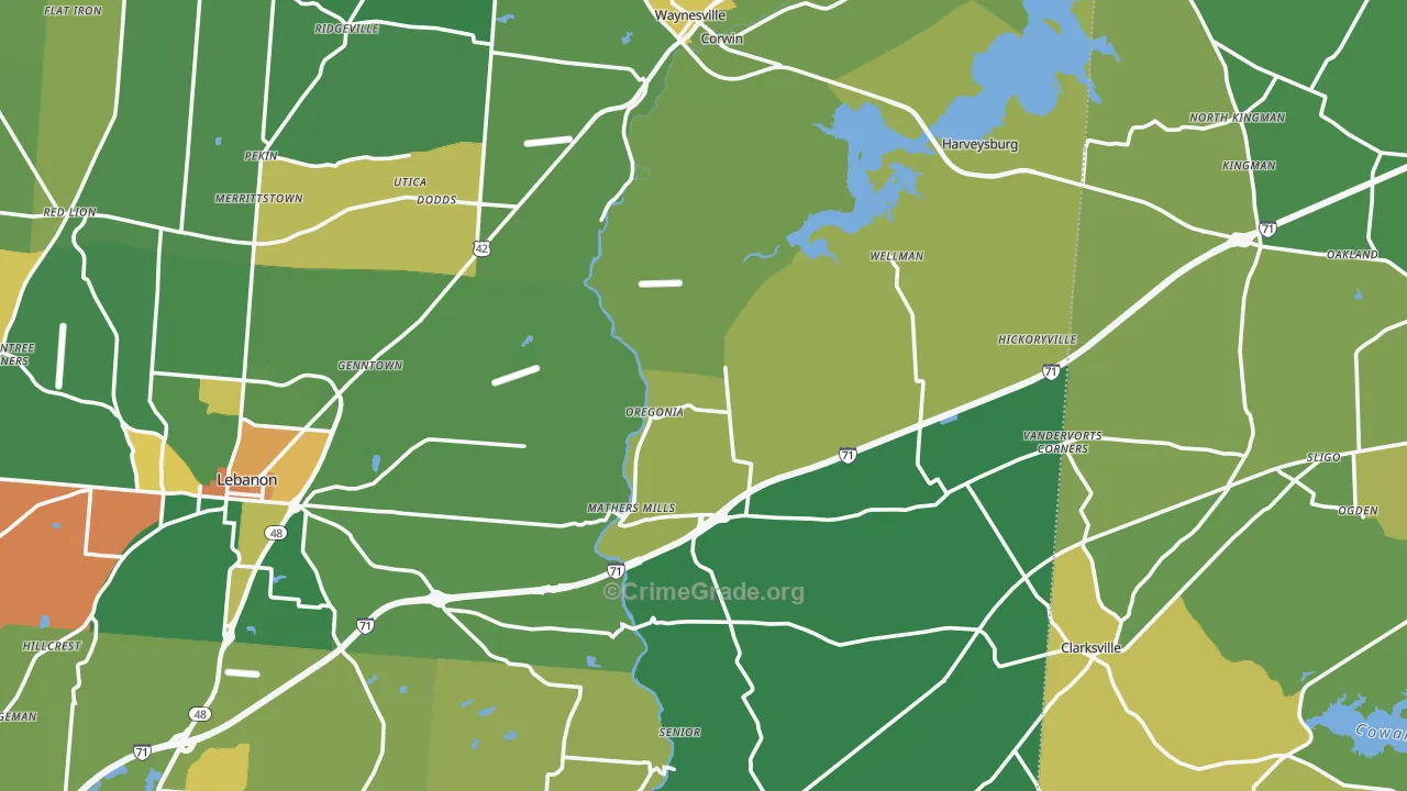 Oakland, OH Map of Vandalism Rates