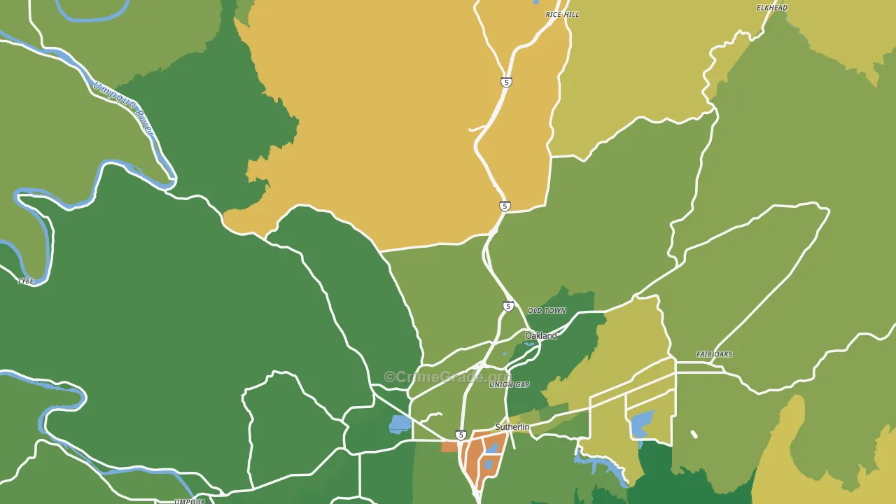 Oakland, OR Map of Vandalism Rates